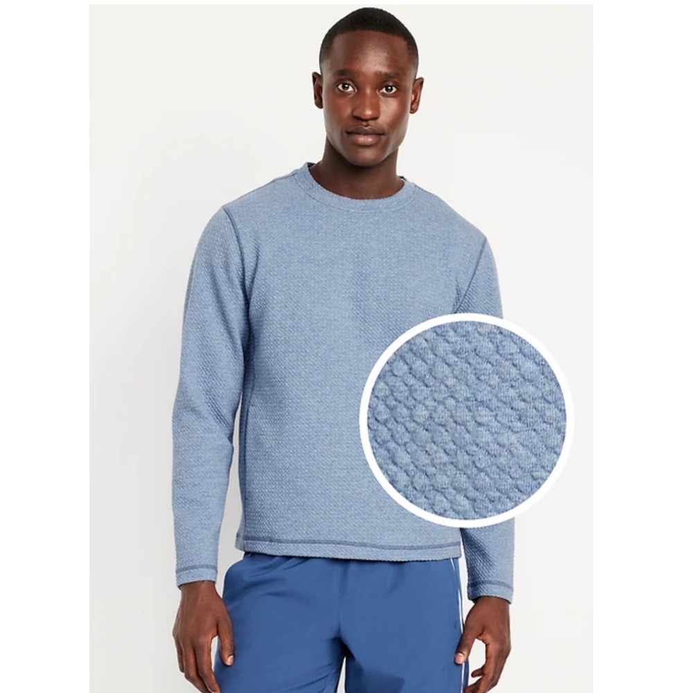Old Navy RechargeDynamic Fleece Textured Crew Neck Sweatshirt Blue XXL